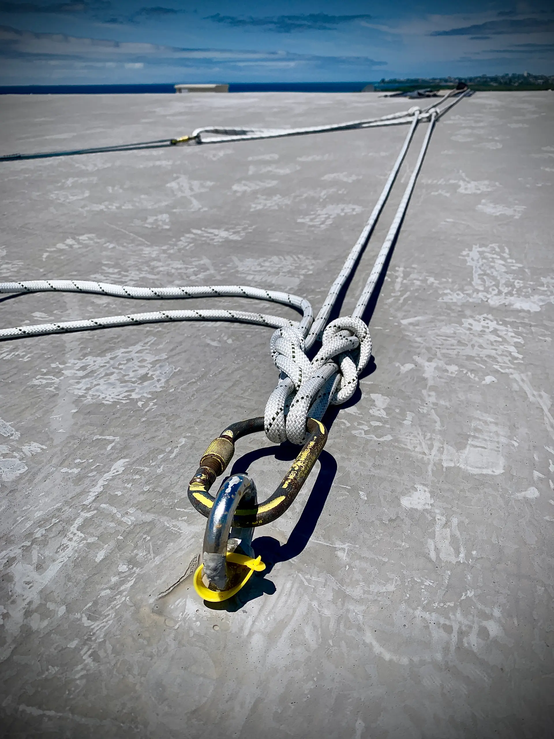 Rope access work on high-rise structure